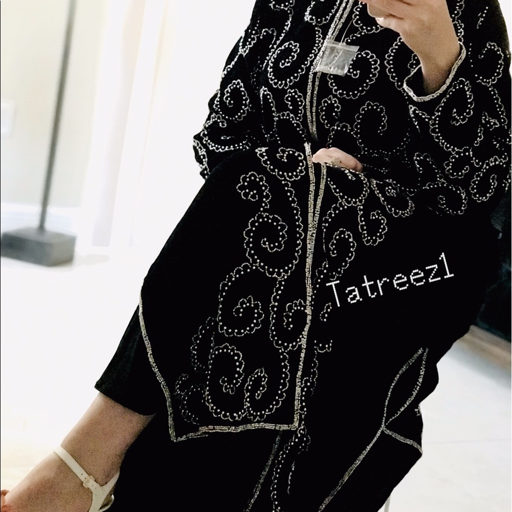 Velvet abaya with embellished handmade